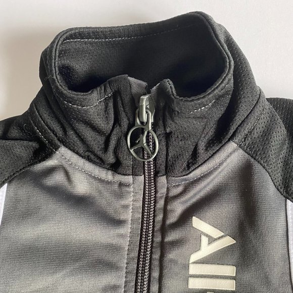 Air Jordan Gray Black White Zip Up Track Jacket Spell out Size Boys 3 Toddler - Picture 2 of 10